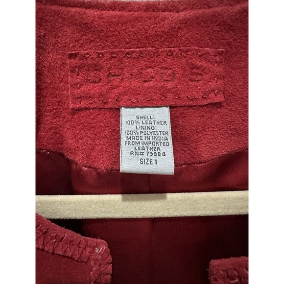 Chico's Suede Leather Braided Rose Boho classy Open Front Jacket Size 1  sz 4/6 - Picture 4 of 16